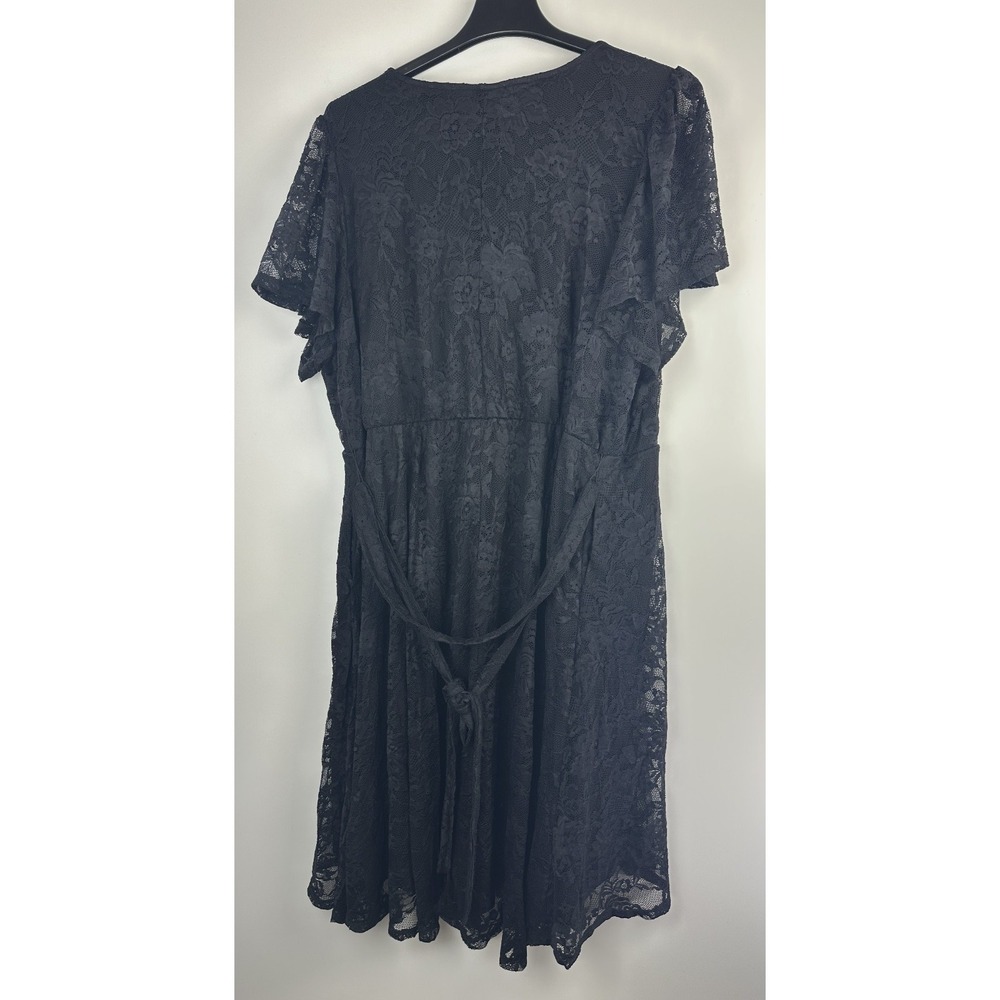 Torrid Mini Lace Wrap Dress Black Tie Stretch Hi-Lo Skater Stretch Plus Size 4X - Picture 8 of 13
